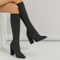 Olivia | Women'S Knitted Sock Boots with Block Heel