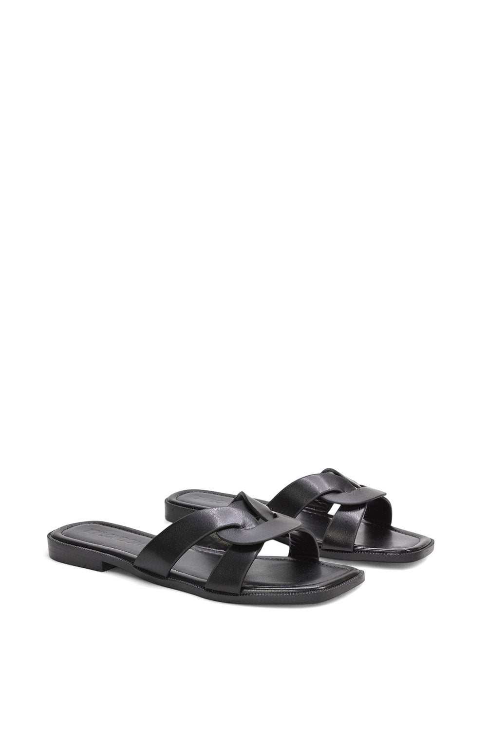 Tavia | Square-Toe Slider Sandals - black sandal view 3