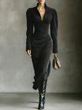 Ofelia | Elegant V-Neck Long-Sleeve Maxi Dress