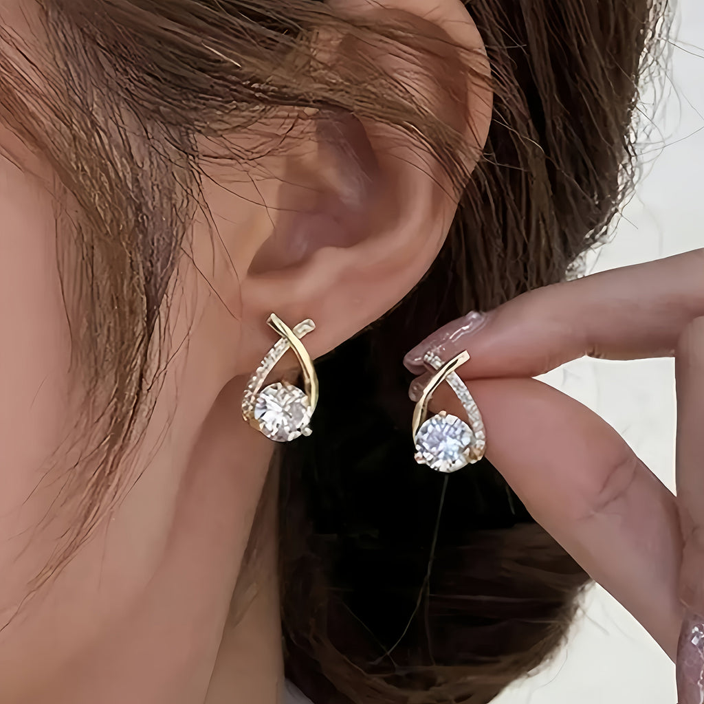 Gold Cross | Zirconia Earrings