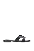 Tavia | Square-Toe Slider Sandals - black sandal view 1