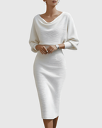 Ism�ria | White Draped Batwing Midi Dress