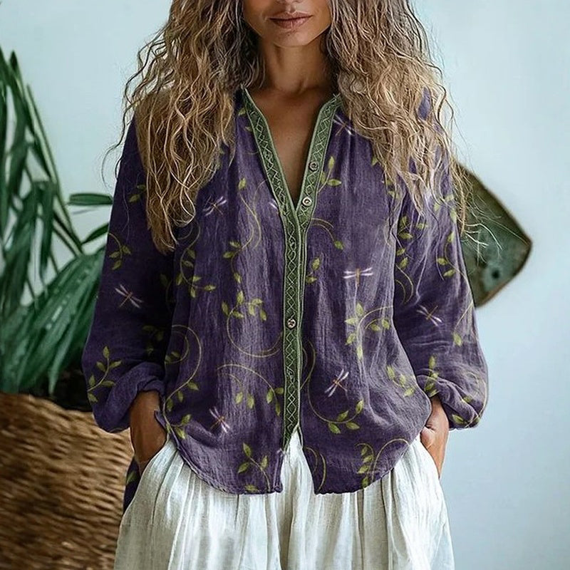 Avis | Vintage Leaf Print Blouse