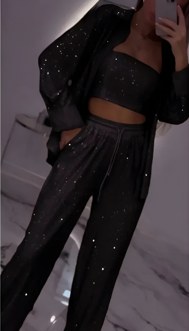 Fioralba | Sequin Lounge Set - Three Piece