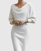 Ism�ria | White Draped Batwing Midi Dress