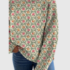 Mariell | Floral Elegance Knit Turtleneck Pullover Sweater