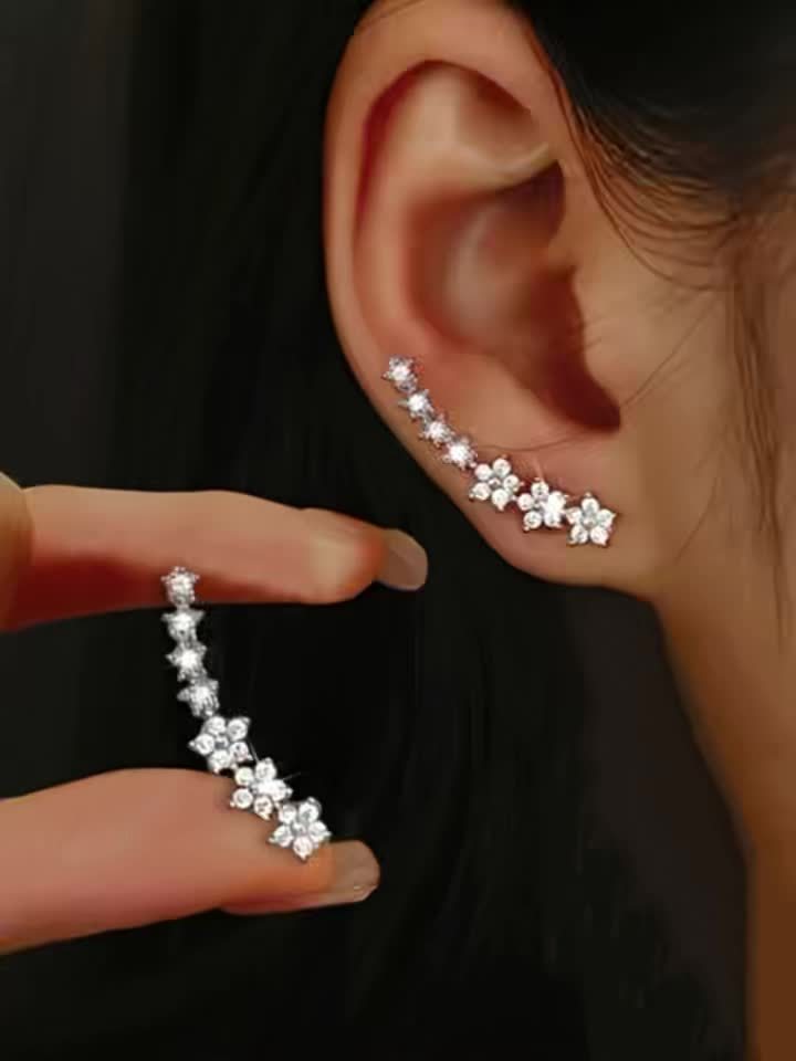 Floral Rhinestone Gold | Earrings