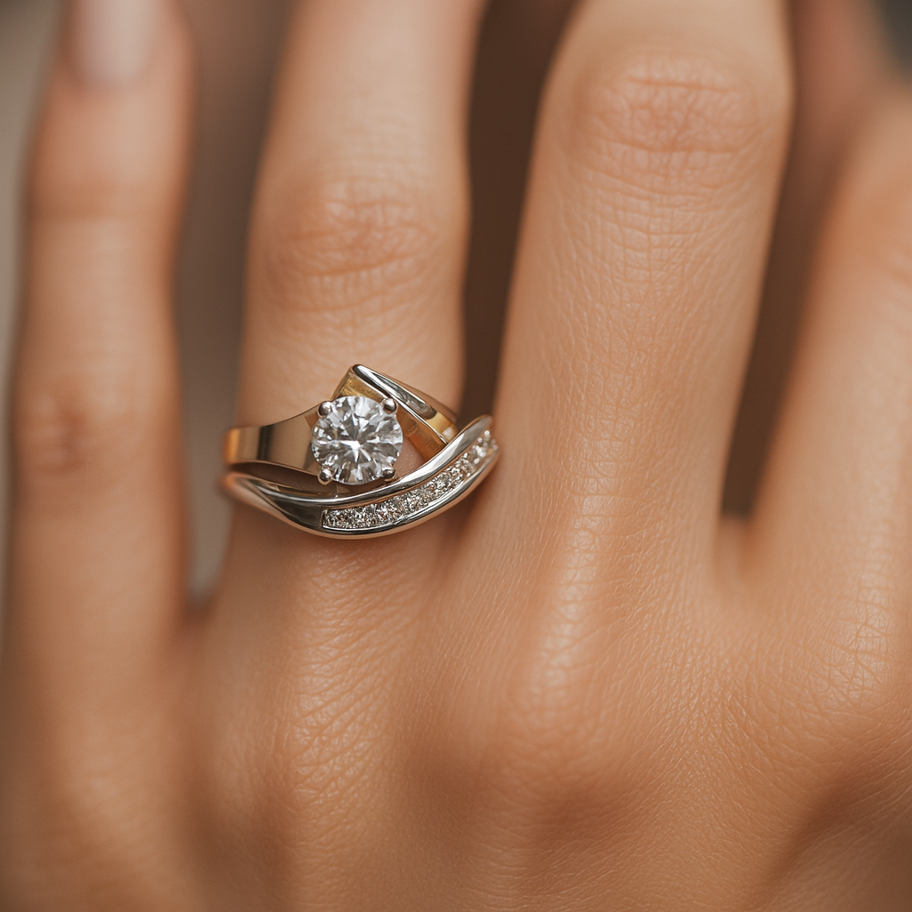 Asymmetric Gold & Silver | Zirconia Ring