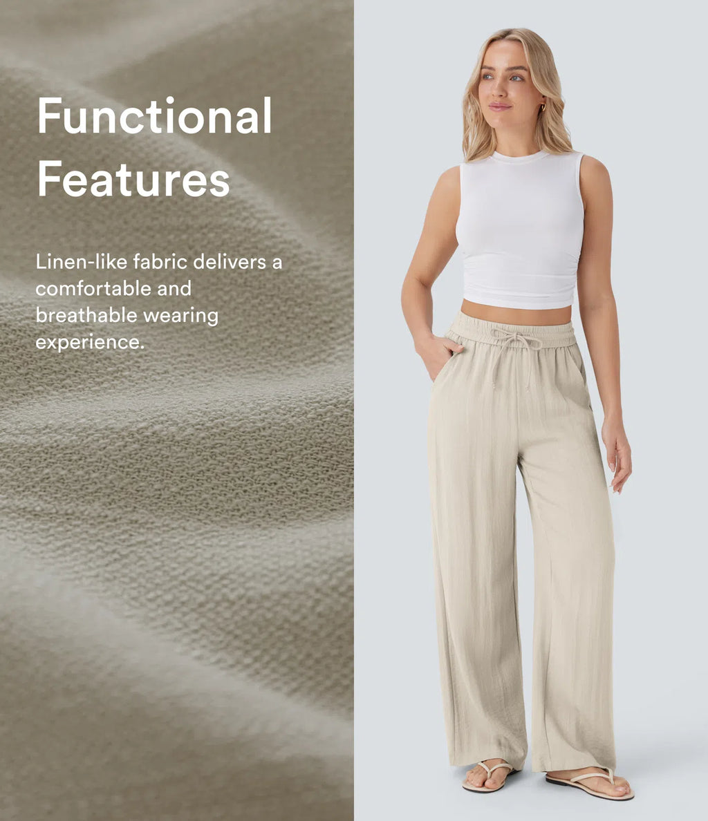 Nora | Wide-Leg Linen-Feel Trousers