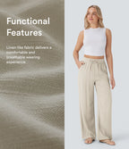 Nora | Wide-Leg Linen-Feel Trousers