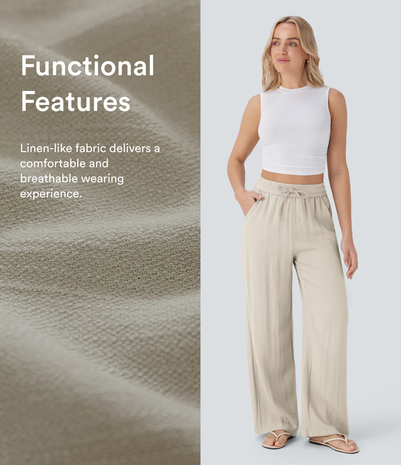 Nora | Wide-Leg Linen-Feel Trousers