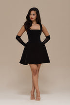Lucky | Mini Black Velvet Dress