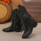 Aurelia | Retro Western Boots with Pointed Toe and Tassels