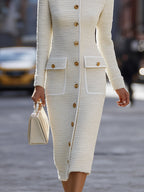 Antigone | Ivory Tweed Midi Dress