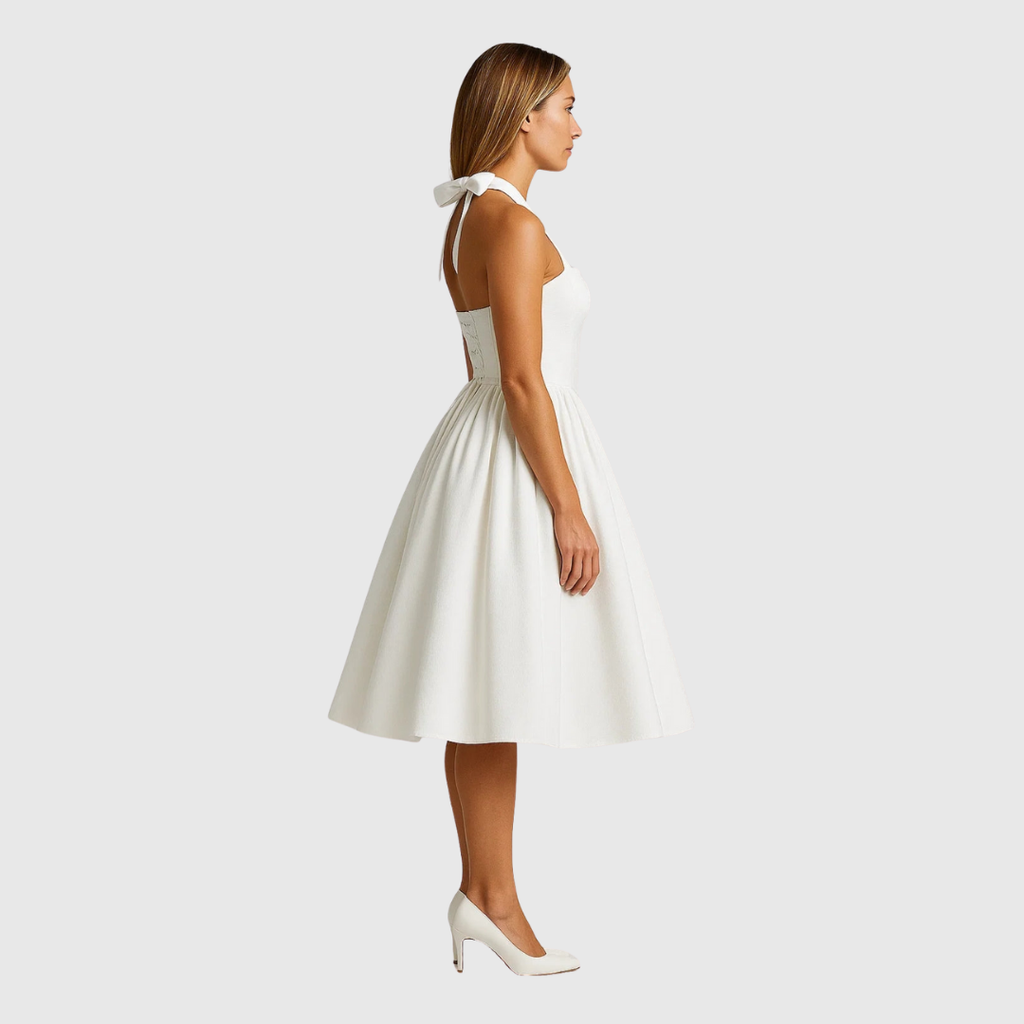 Verity | Vintage-Inspired Halter Midi Dress