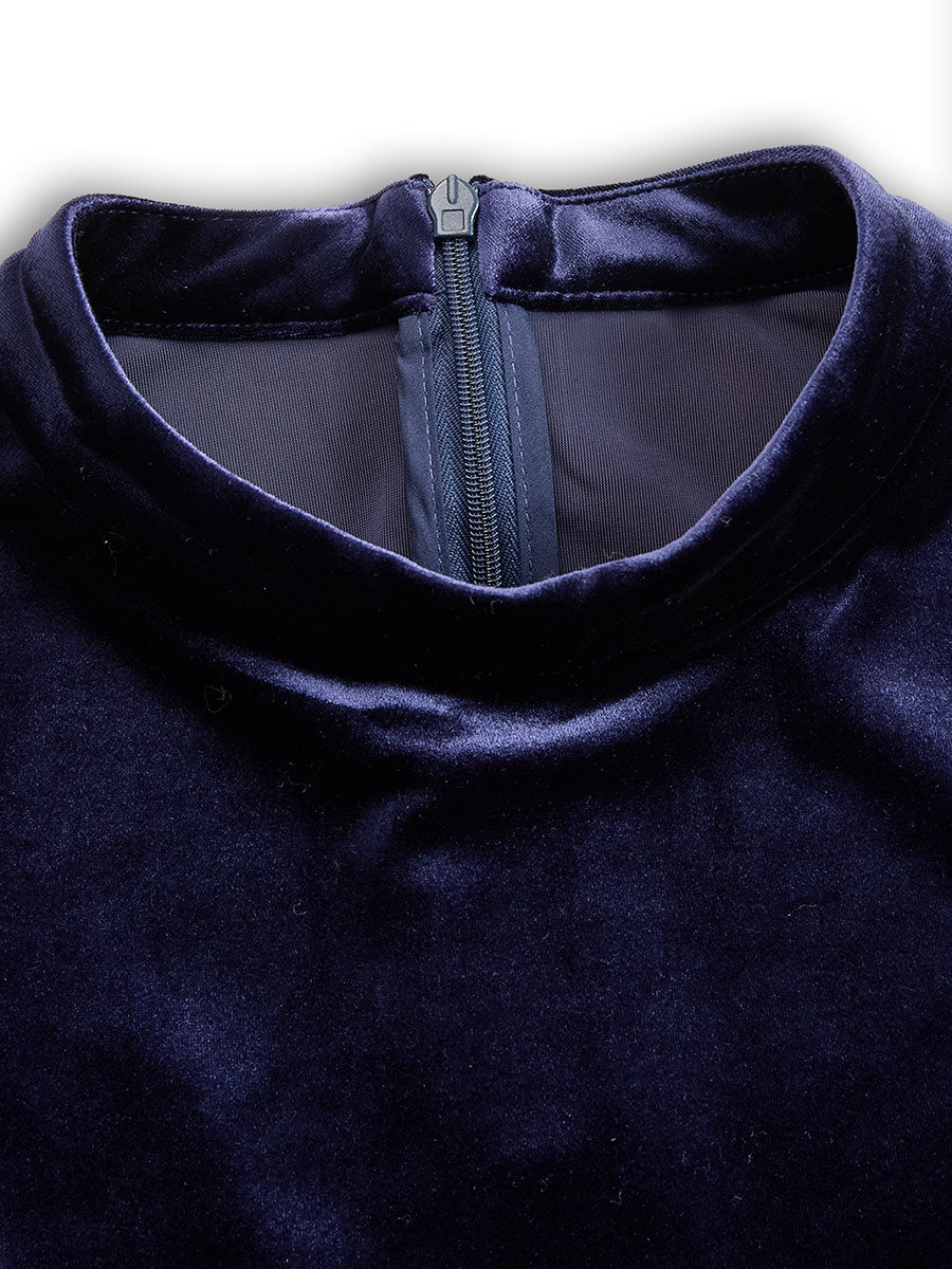 Elowon | Navy Blue Long-Sleeve Midi Dress