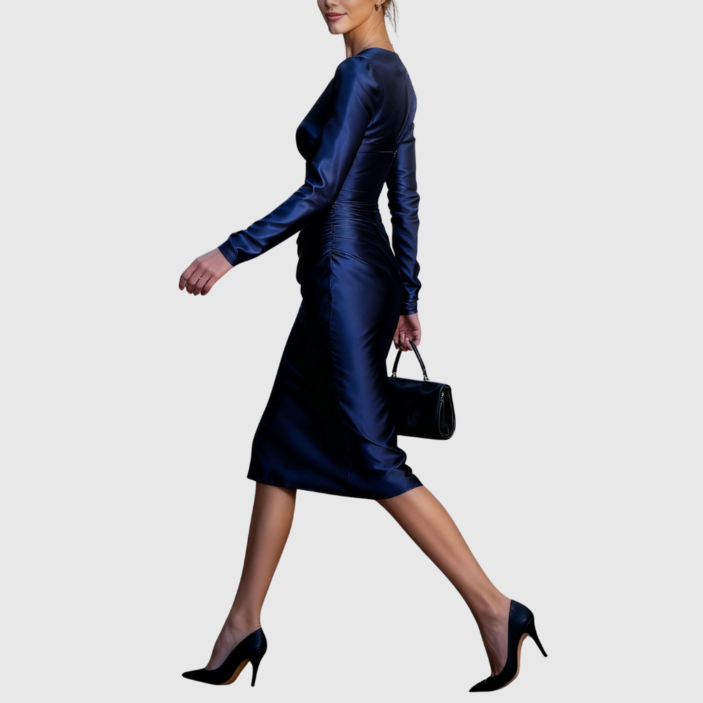 Sirene | Midnight Satin Evening Gown