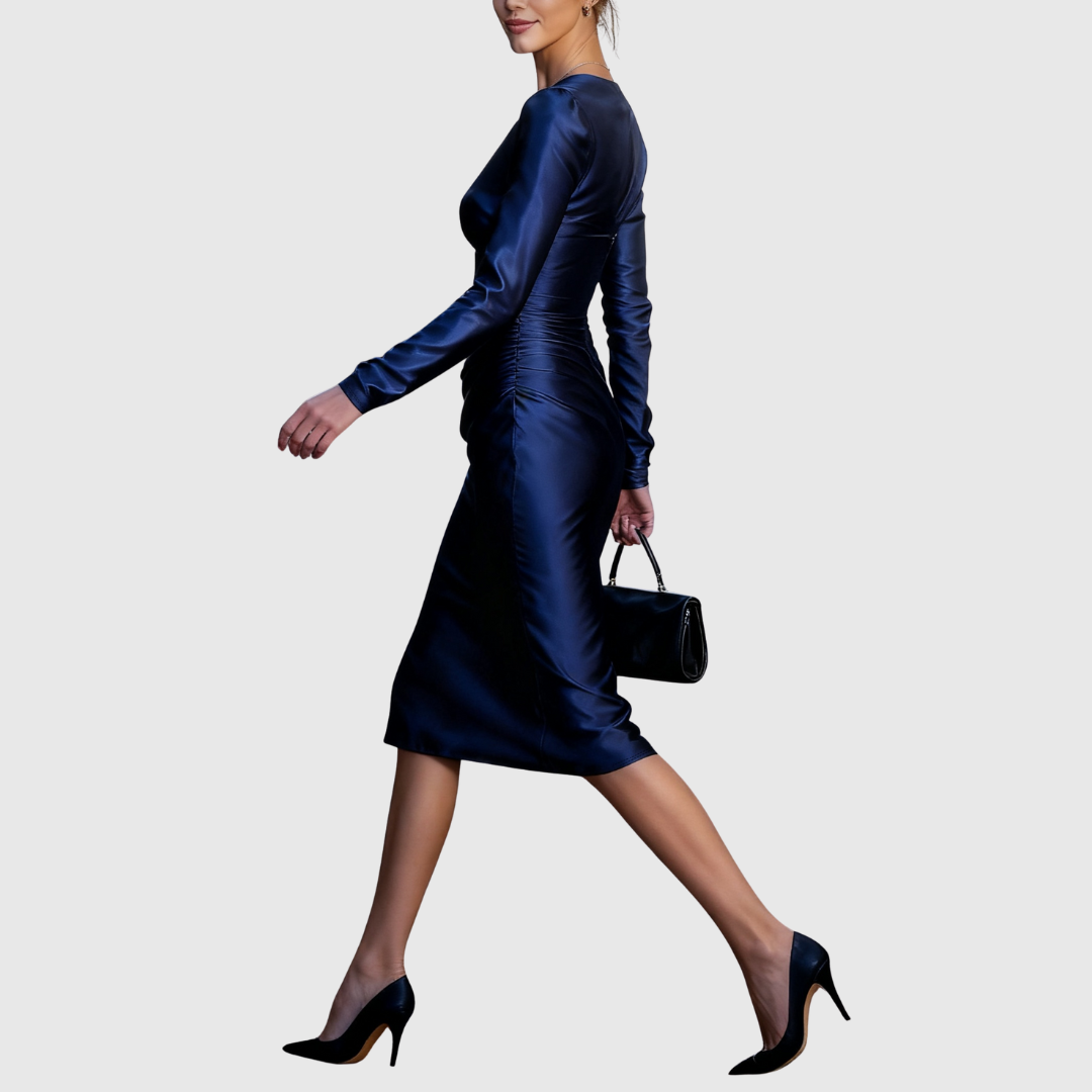 Sirene | Midnight Satin Evening Gown