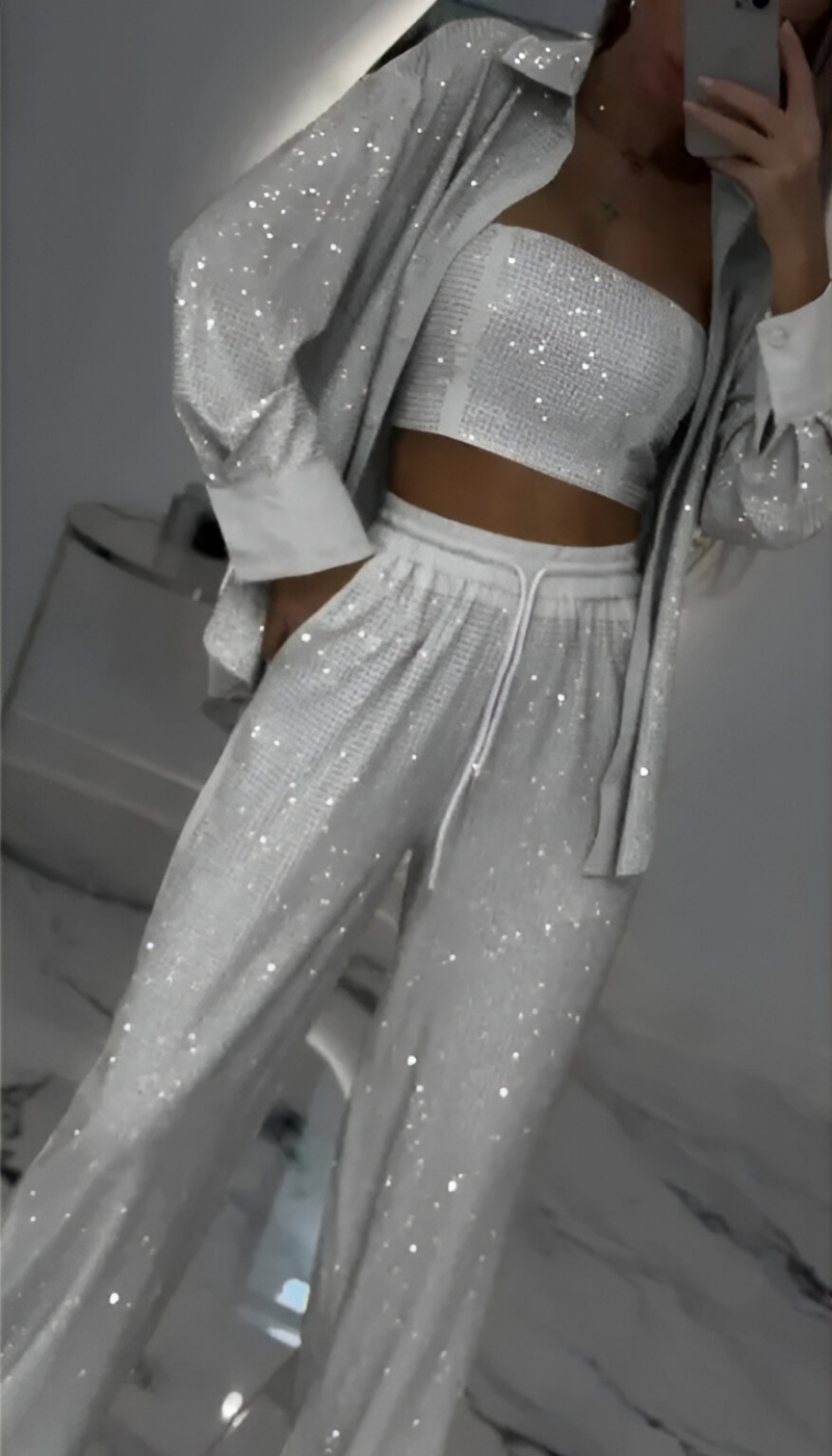 Fioralba | Sequin Lounge Set - Three Piece