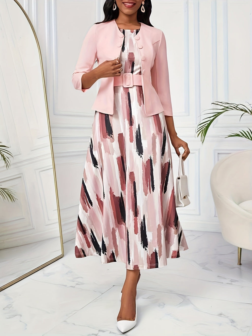 Amelie Lane | Printed Belted Two-Piece Set