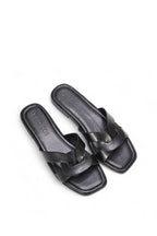 Tavia | Square-Toe Slider Sandals - black sandal view 5
