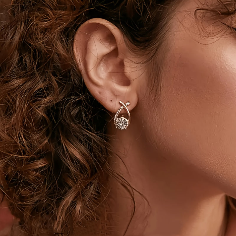 Gold Cross | Zirconia Earrings