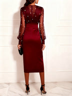 Avanna | Pearl-Designed Mesh Dress