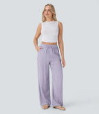 Lena | Wide-Leg Linen-Feel Trousers