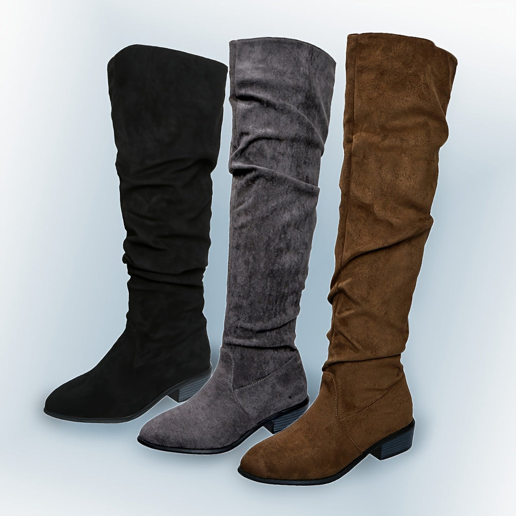 Ione | Fashionable Over-the-Knee Boots with Stacked Heel