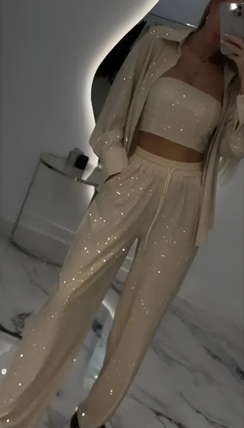 Fioralba | Sequin Lounge Set - Three Piece