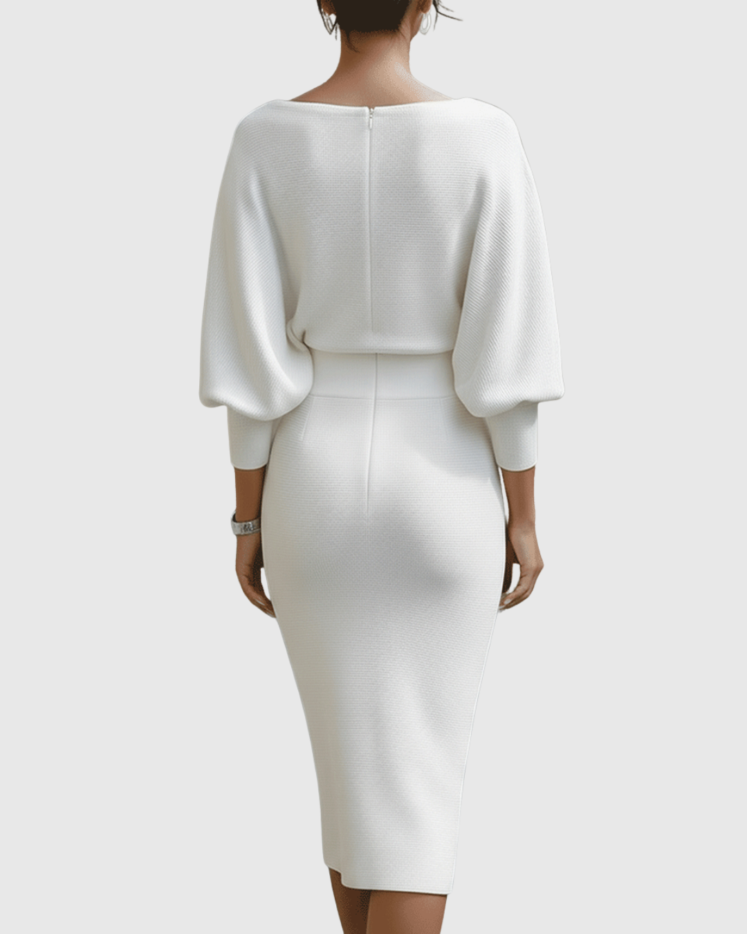 Ism�ria | White Draped Batwing Midi Dress