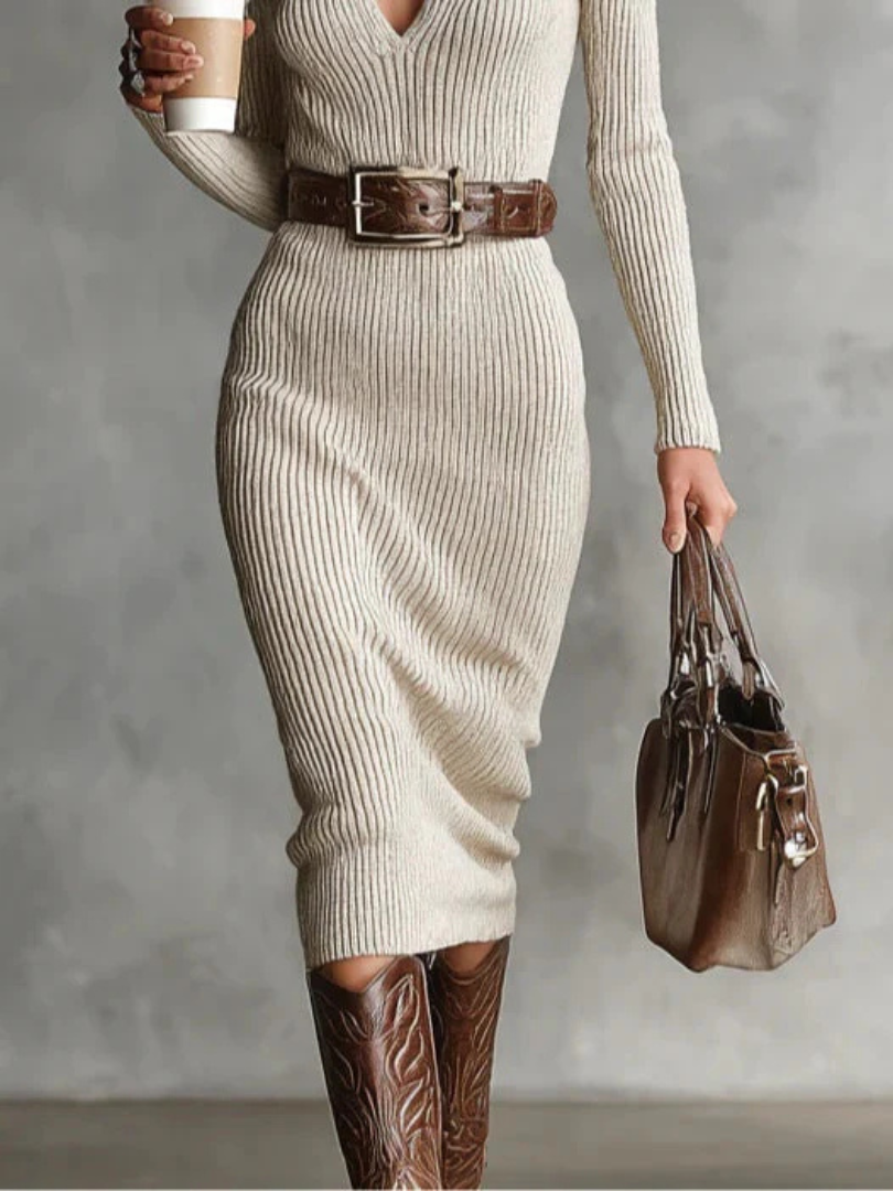 Ammina | Ribbed Knit Winter Dress