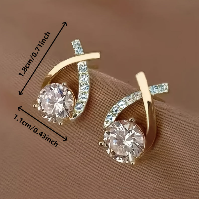 Gold Cross | Zirconia Earrings