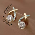 Gold Cross | Zirconia Earrings