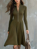 Zinnia | Zippered Long Sleeve Dress with Stretch Fabric