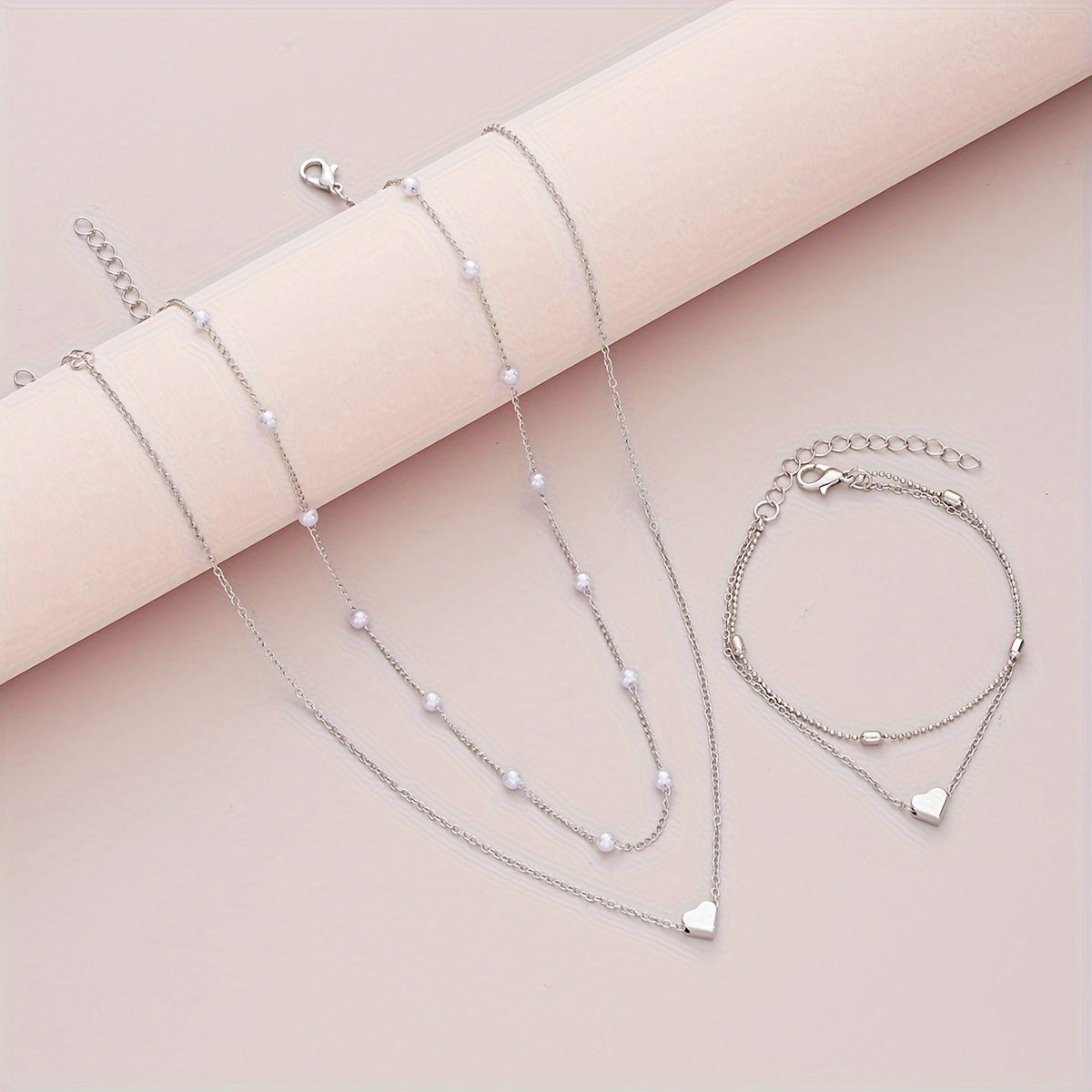 Layered Heart & Pearl | Jewellery Set
