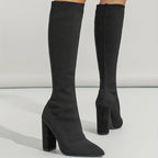 Olivia | Women'S Knitted Sock Boots with Block Heel
