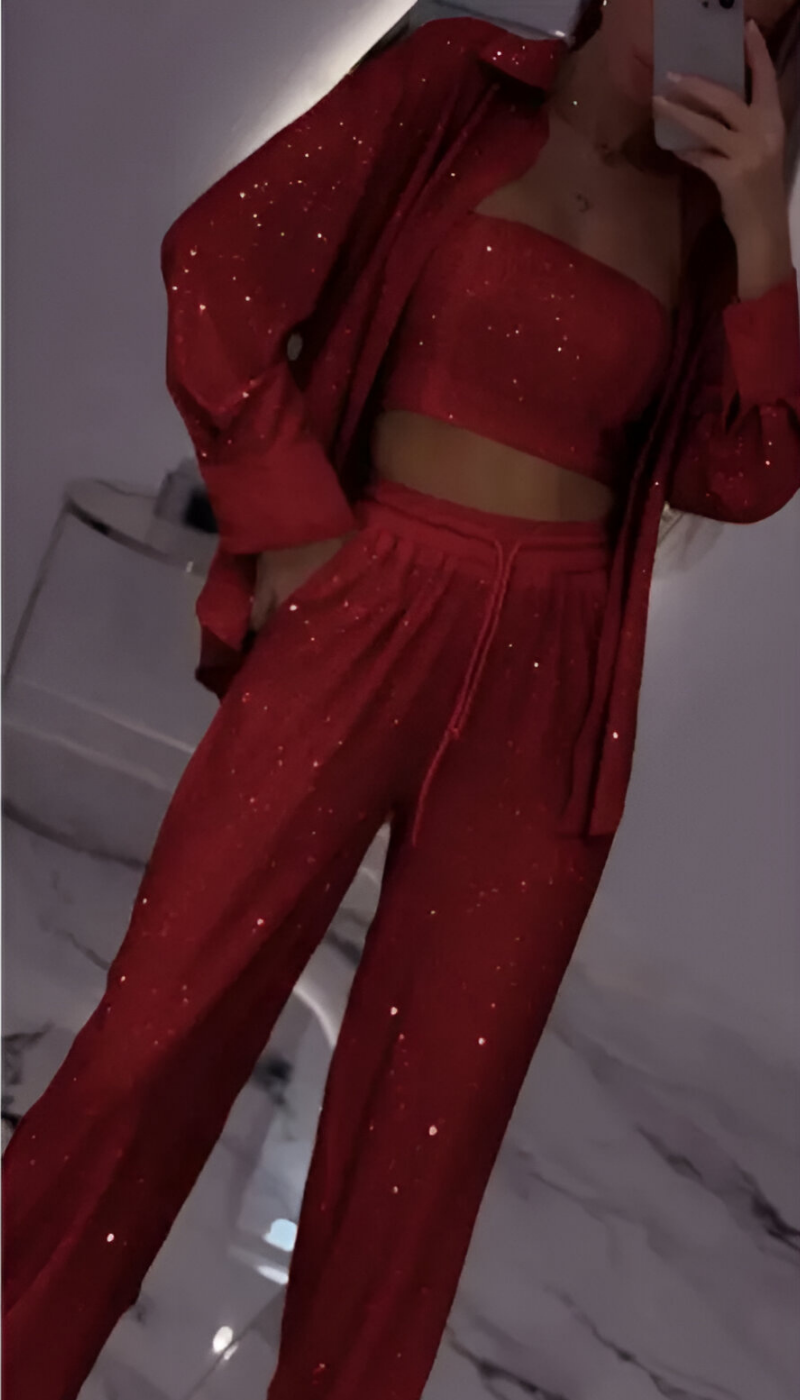 Fioralba | Sequin Lounge Set - Three Piece