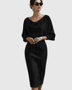 Ism�ria | White Draped Batwing Midi Dress