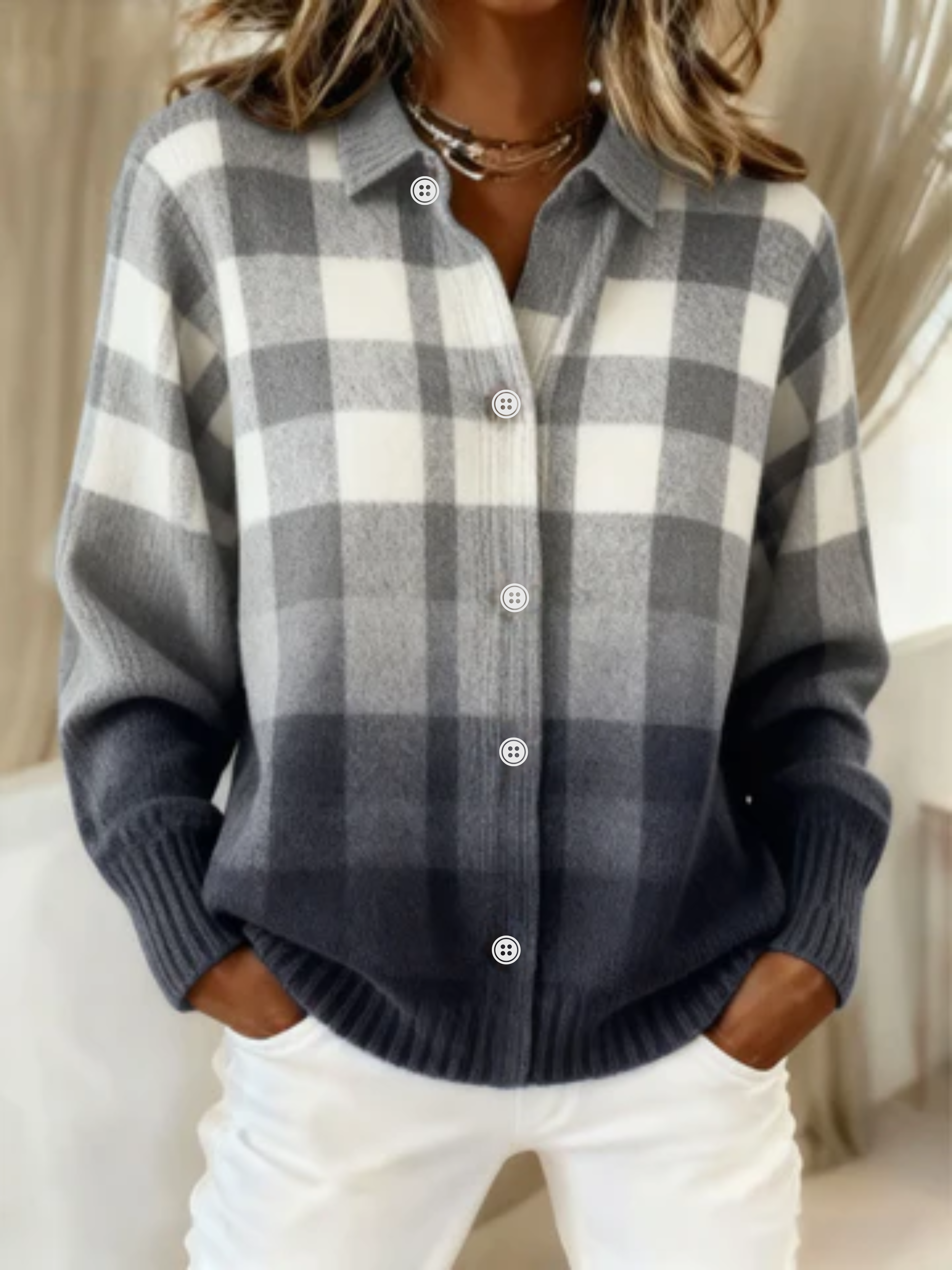 Marielle | Checked Hoodie Blouse