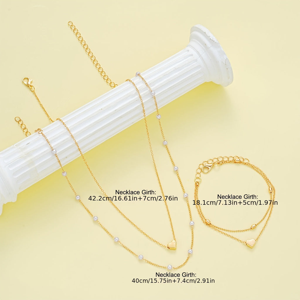 Layered Heart & Pearl | Jewellery Set