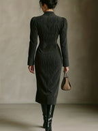 Ofelia | Elegant V-Neck Long-Sleeve Maxi Dress