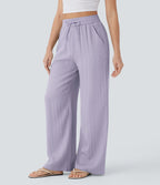 Lena | Wide-Leg Linen-Feel Trousers