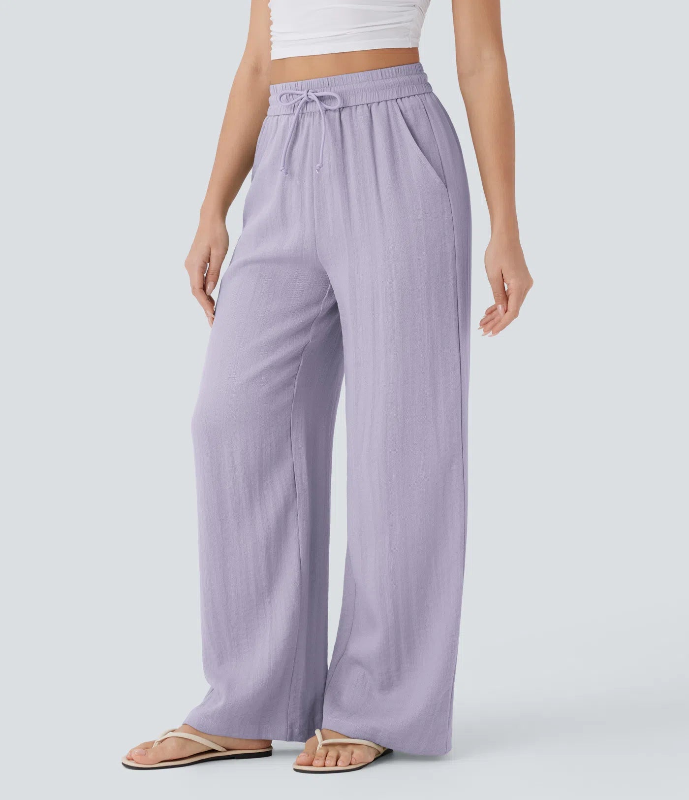 Lena | Wide-Leg Linen-Feel Trousers