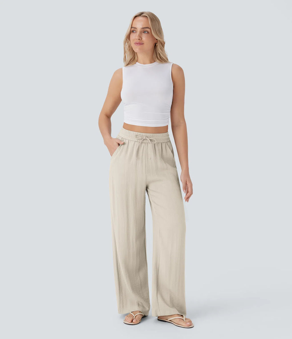 Nora | Wide-Leg Linen-Feel Trousers