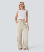 Nora | Wide-Leg Linen-Feel Trousers