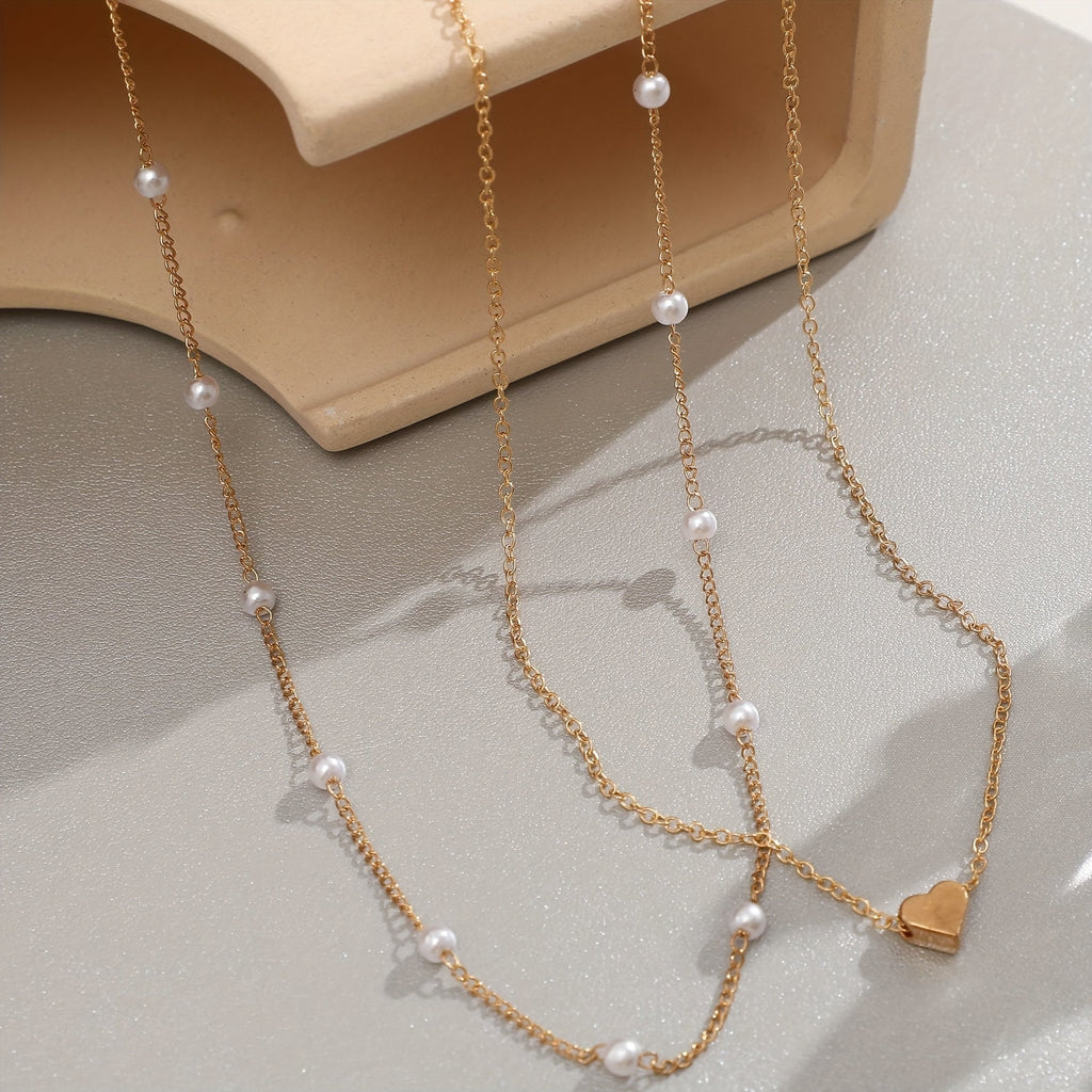 Layered Heart & Pearl | Jewellery Set