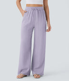 Lena | Wide-Leg Linen-Feel Trousers