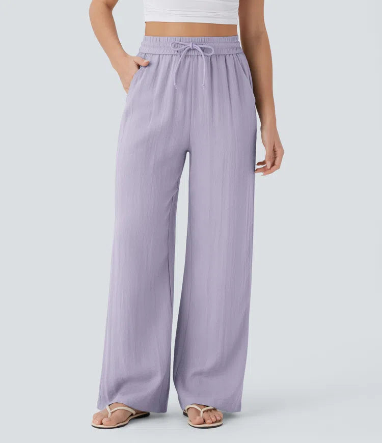 Lena | Wide-Leg Linen-Feel Trousers