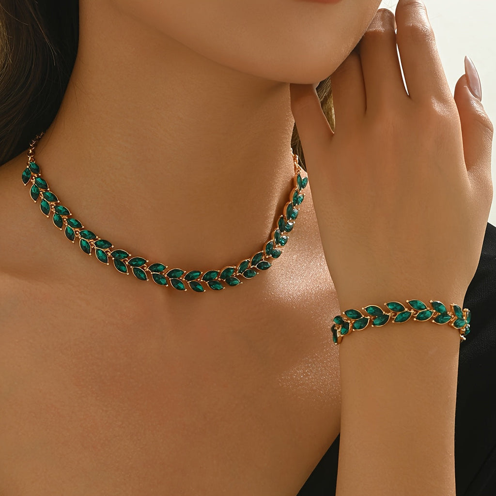 Green Crystal | Necklace & Bracelet Set